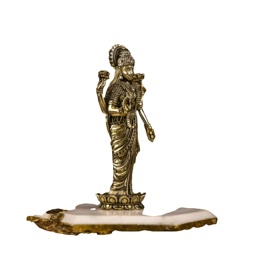 Brass Lakshmi Idol Standing on Lotus