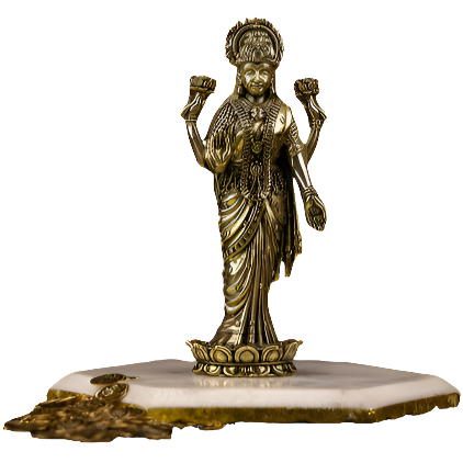 Brass Lakshmi Idol Standing on Lotus