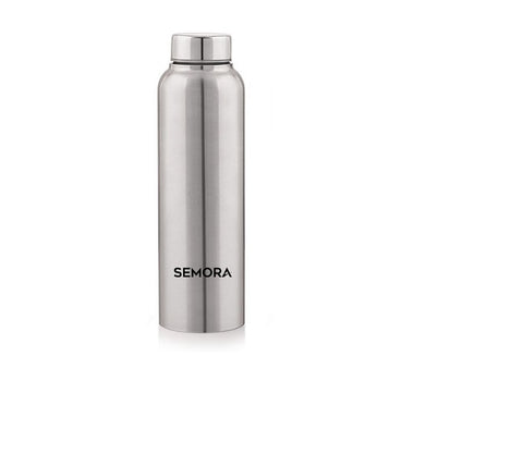 semora Natural Steel Water Bottle 600ML (Pack of 1, Silver, Steel)