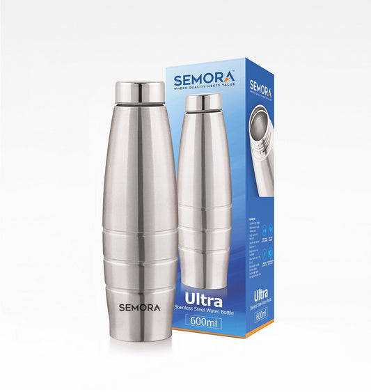 Semora Ultra Steel Water Bottle 600 ml Bottle  (Pack of 1, Silver, Steel)