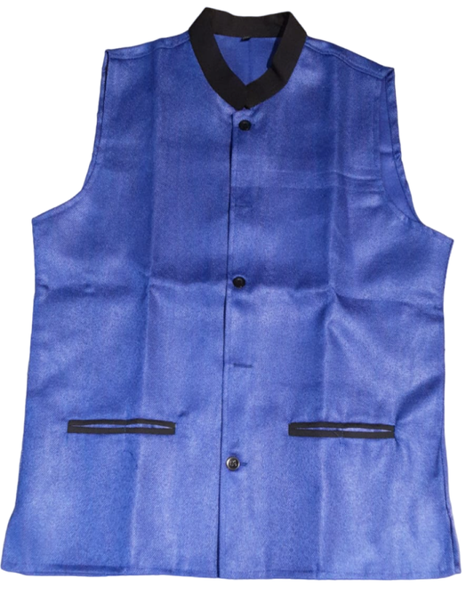 Men's and Women's Blue Chef Coat Black Contrast, Size (Large(42))