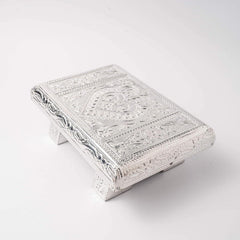 SILVER PITA 4X6 | Pooja Chowki in  Design for Home & Temple |  White Metal Peeta (Silver)