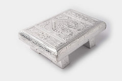 SILVER PITA 4X6 | Pooja Chowki in  Design for Home & Temple |  White Metal Peeta (Silver)