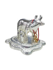 Silver Plated Kamdhenu Cow & Calf Figurine Idol for Home Decorative/Office/Gifting/Pooja Metal Showpiece Statue for Return gift