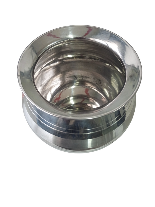STAINLESS STEEL MADE - MILK, RICE, COOKING POT WITH LID - SMALL -1.2 LITRE (APPROX) (SILVER COLOR)