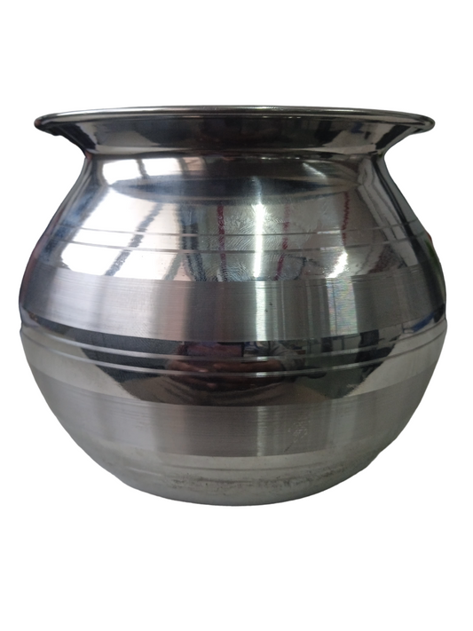 STAINLESS STEEL MADE - MILK, RICE, COOKING POT WITH LID - SMALL -1.2 LITRE (APPROX) (SILVER COLOR)