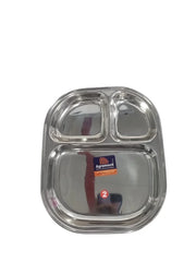 Stainless Steel Tiffin/Breakfast Plate with 3 Compartments – Durable, Hygienic & Multipurpose Serving Tray