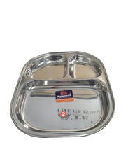 Stainless Steel Tiffin/Breakfast Plate with 3 Compartments – Durable, Hygienic & Multipurpose Serving Tray
