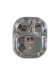 Stainless Steel Tiffin/Breakfast Plate with 3 Compartments – Durable, Hygienic & Multipurpose Serving Tray