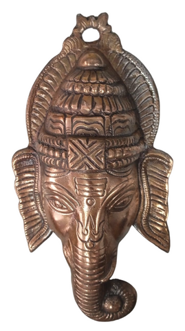 Gunmetal Hanging Ganesh Face Idol | Ganesha Face Wall Hanging | Hindu God Ganesh Wall Sculpture Metal for Home Entrance Wall decor, Room decor, Best for Housewarming, Wedding Gifts