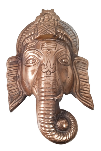 Gunmetal Hanging Ganesh Face Idol | Ganesha Face Wall Hanging | Hindu God Ganesh Wall Sculpture Metal for Home Entrance Wall decor, Room decor, Best for Housewarming, Wedding Gifts