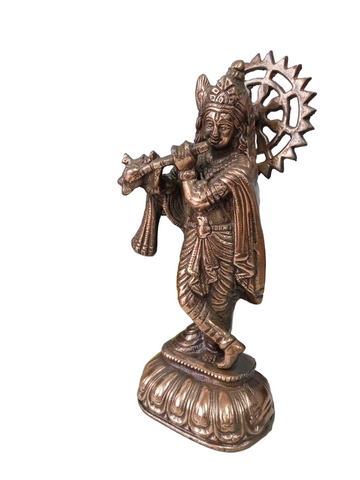 Gun Metal Krishna Statue Decorative Showpiece for Gift Krishna Gun Metal Statue for Pooja Home Krishna Gun Metal Statue for Home Décor