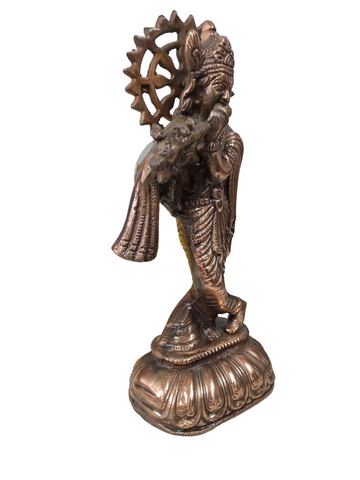 Gun Metal Krishna Statue Decorative Showpiece for Gift Krishna Gun Metal Statue for Pooja Home Krishna Gun Metal Statue for Home Décor