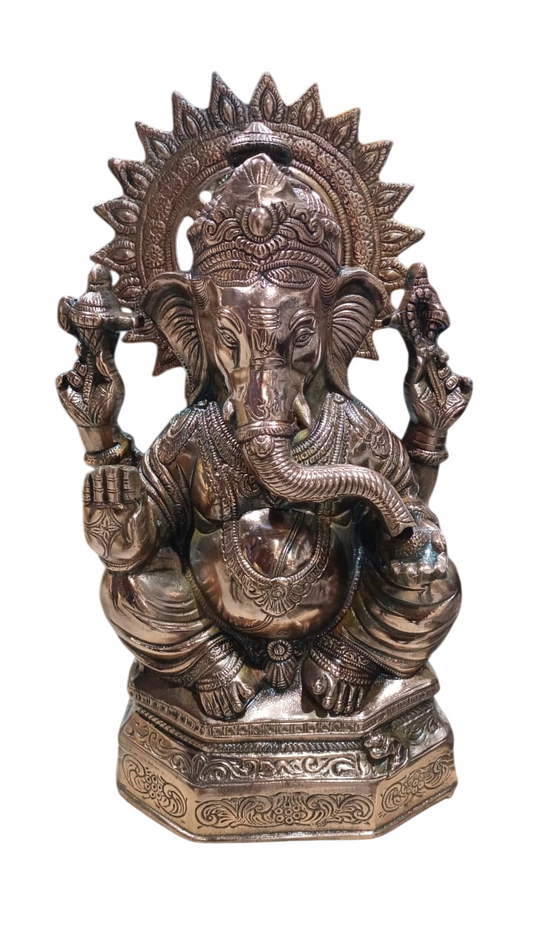 Ganesh Gun Metal Copper Colur God Idol | Ganesha Idol Murti - for Puja, Home, Living Room Decor | Diwali & Housewarming Gift