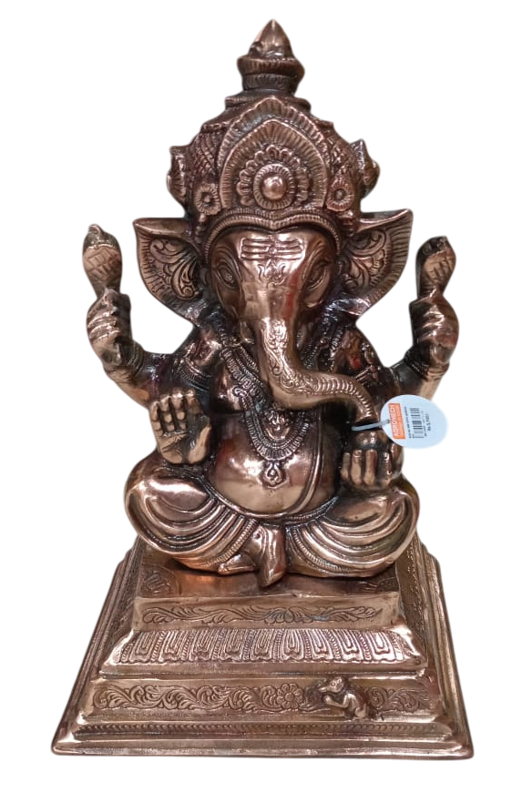 Ganesh Gun Metal Copper Colur God Idol | Ganesha Idol Murti - for Puja, Home, Living Room Decor