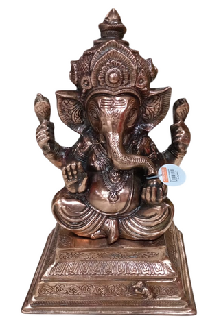 Ganesh Gun Metal Copper Colur God Idol | Ganesha Idol Murti - for Puja, Home, Living Room Decor