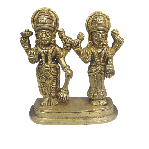 Vishnu Lakshmi Brass Idol Lord Vishnu/Laxmi Narayan Standing Murti - Handmade Statue