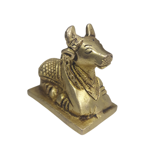 Brass Nandi Cow Spiritual Vastu Shiva Nandi Pooja Figurine Sculpture, Kamdhenu Bull for Religious Puja and Home Office Temple Decoration Showpiece