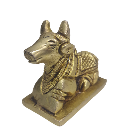 Brass Nandi Cow Spiritual Vastu Shiva Nandi Pooja Figurine Sculpture, Kamdhenu Bull for Religious Puja and Home Office Temple Decoration Showpiece