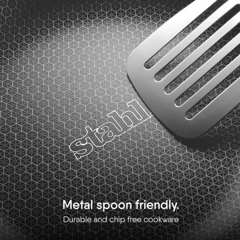 Stahl Artisan Hybrid Casserole With Glass Lid | Metal Spatula Friendly, Induction & Gas Stove Compatible.