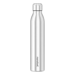 Nanobot Silver AKUA 700ML Plain SS Single Layer Water Bottle 700ML Plain Bottle (Pack of 1, Silver, Steel)