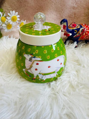 Cow Print Dry Fruit Bowl with Lid – Stylish Storage Container for Nuts & Snacks