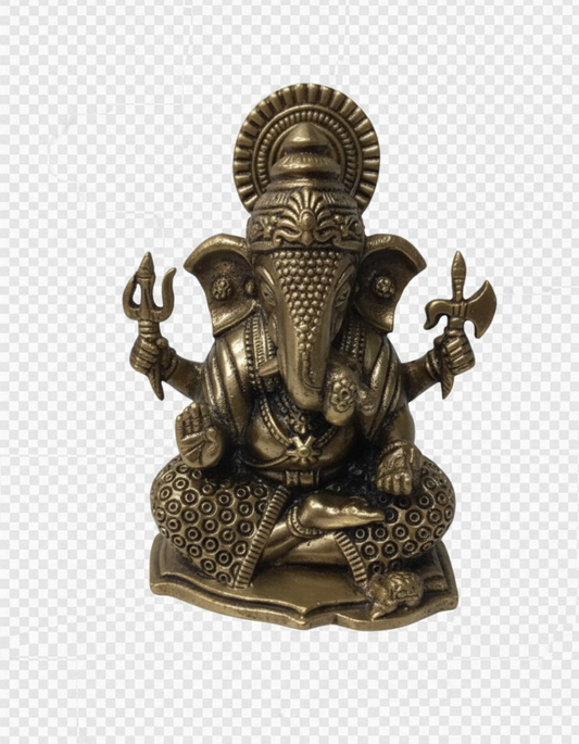 3D Brass Ganesh Sitting Statue – Handcrafted Lord Ganesha on Chair for Home & Pooja