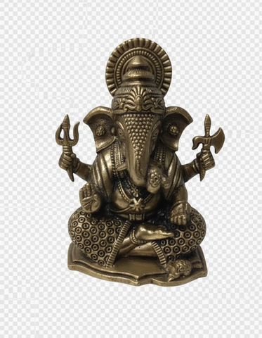 3D Brass Ganesh Sitting Statue – Handcrafted Lord Ganesha on Chair for Home & Pooja