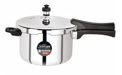 CDM SOLITAIRE Elantra Straight 5 LTR. Try-Ply 18/10 Stainless Steel Outer Lid, Induction and Gas Base 5 L Outer Lid Pressure Cooker (5 Liter Triply)