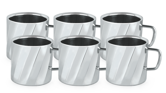 SEMORA Wave Tea & Coffee Mug (Double Wall Stainless Steel pack of 6)