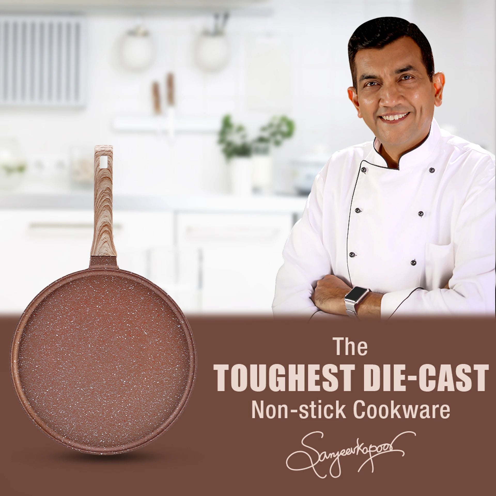 Duralife Copper Aluminum Die-cast Non-Stick Tawa 28 cm
