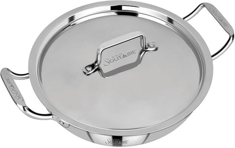 CDM SOLITAIRE Elantra Triply Series Cookware Casserole with Glass Lid, Cook and Serve Casserole (34 CM)