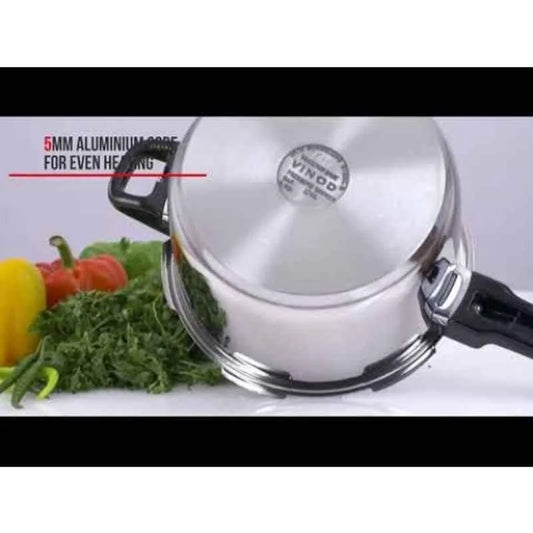 Vinod Regular 7 Litre 18/8 Stainless Steel Induction Friendly Outer Lid Pressure Cooker