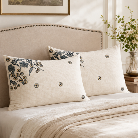 PI COTTON EMB SET OF TWO PILLOW COVER -523