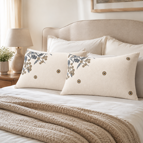 PI COTTON EMB SET OF TWO PILLOW COVER -523