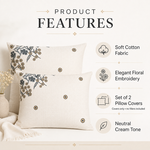 PI COTTON EMB SET OF TWO PILLOW COVER -523