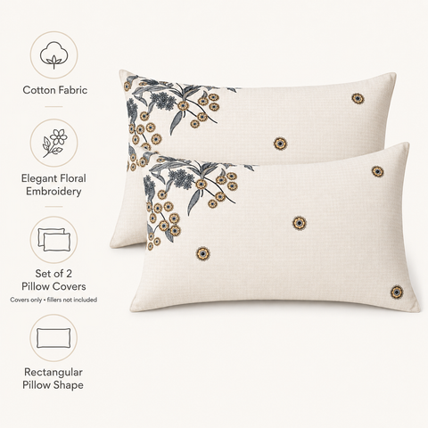 PI COTTON EMB SET OF TWO PILLOW COVER -523