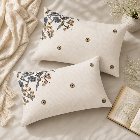 PI COTTON EMB SET OF TWO PILLOW COVER -523