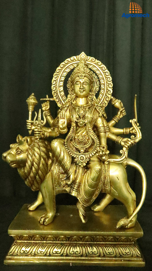 Handicraft Large Brass Durga Goddess Idol|16.9 inch Brass Durga matha Statue for Pooja and Home decore