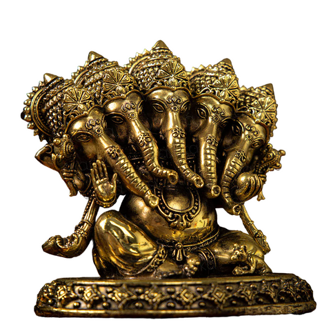 Brass Panchamukhi Ganesha Idol | 4.5" Lovely Murti for Home Mandir & Gifting