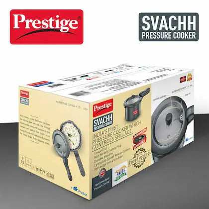 Prestige Svachh Hard Anodised Spillage Control Pressure Cooker, 7.5 L (Black)