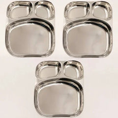Stainless Steel Tiffin Plate – Durable Compartment Thali for Home, School & Office
