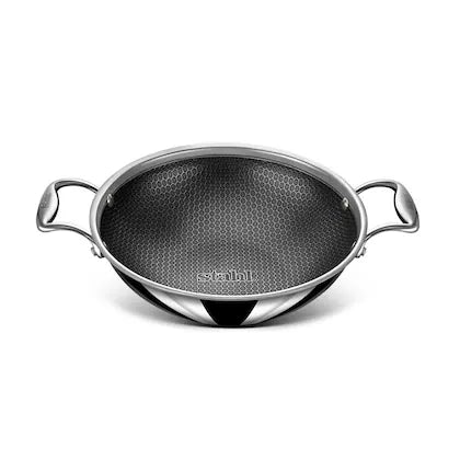 Stahl Triply Stainless Steel Artisan Hybrid Kadhai with Lid, 6318, 18cm, 1.2 Liters