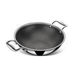 Stahl Triply Stainless Steel Artisan Hybrid Kadhai with Lid, 6318, 18cm, 1.2 Liters