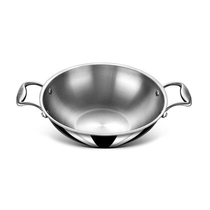 Stahl Triply Stainless Steel Artisan Kadhai with Lid, 4320, 20cm, 1.6 Liters