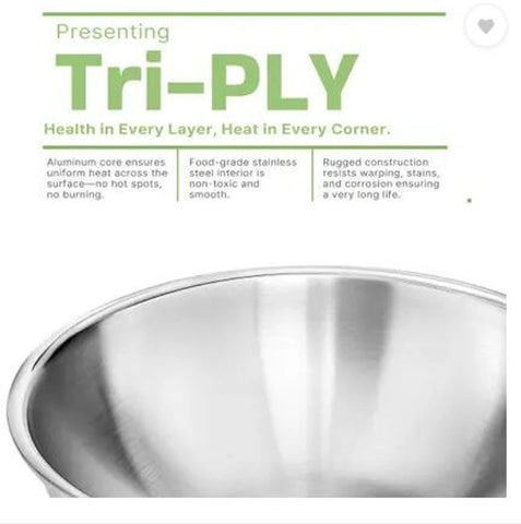 Solitaire 18cm Triply Stainless Steel Tasla - Induction Friendly, Silver
