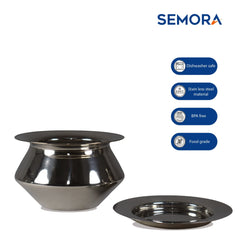 Semora Stainless Steel Handi Set – Pack of 3 (Sizes 3, 2, 1) Durable Cook & Serve Handis