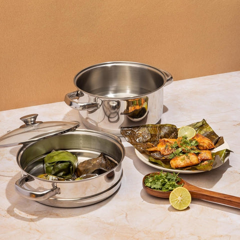Vinod Stainless Steel 2 Tier Steamer With Lid, Size - 18 CM