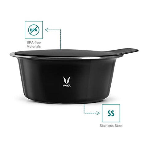 Vaya HauteCase with Stack Lid - Vacuum Insulated Stainless Steel Casserole, 2000 ml, Sable Black