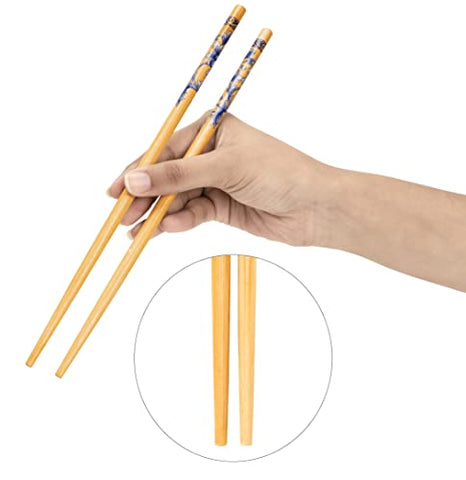 10 Pairs Natural Wooden Reusable Chopsticks for Sushi, Noodles, Fried Rice (24 cm, Brown) (Wooden Chopstick - Pair 10)